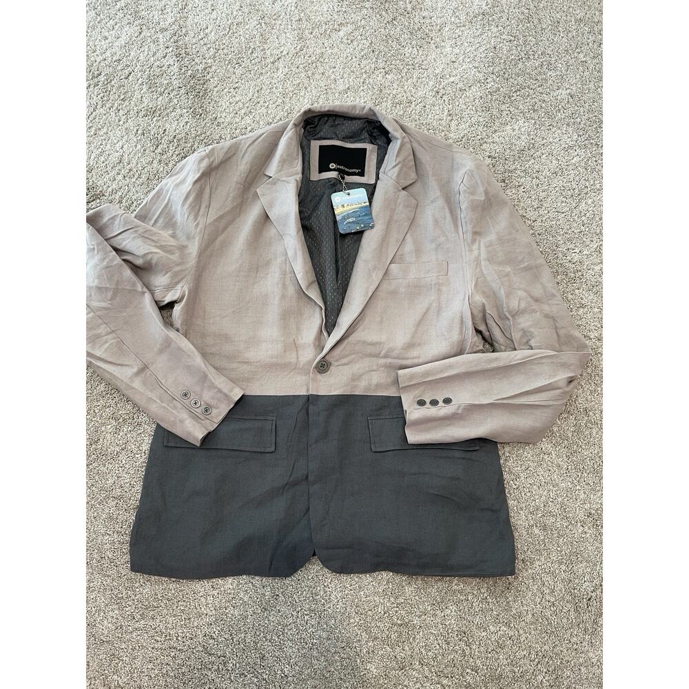 Astronomy color block, gray, beige‎ Mens Blazer Linen Jacket Size XL